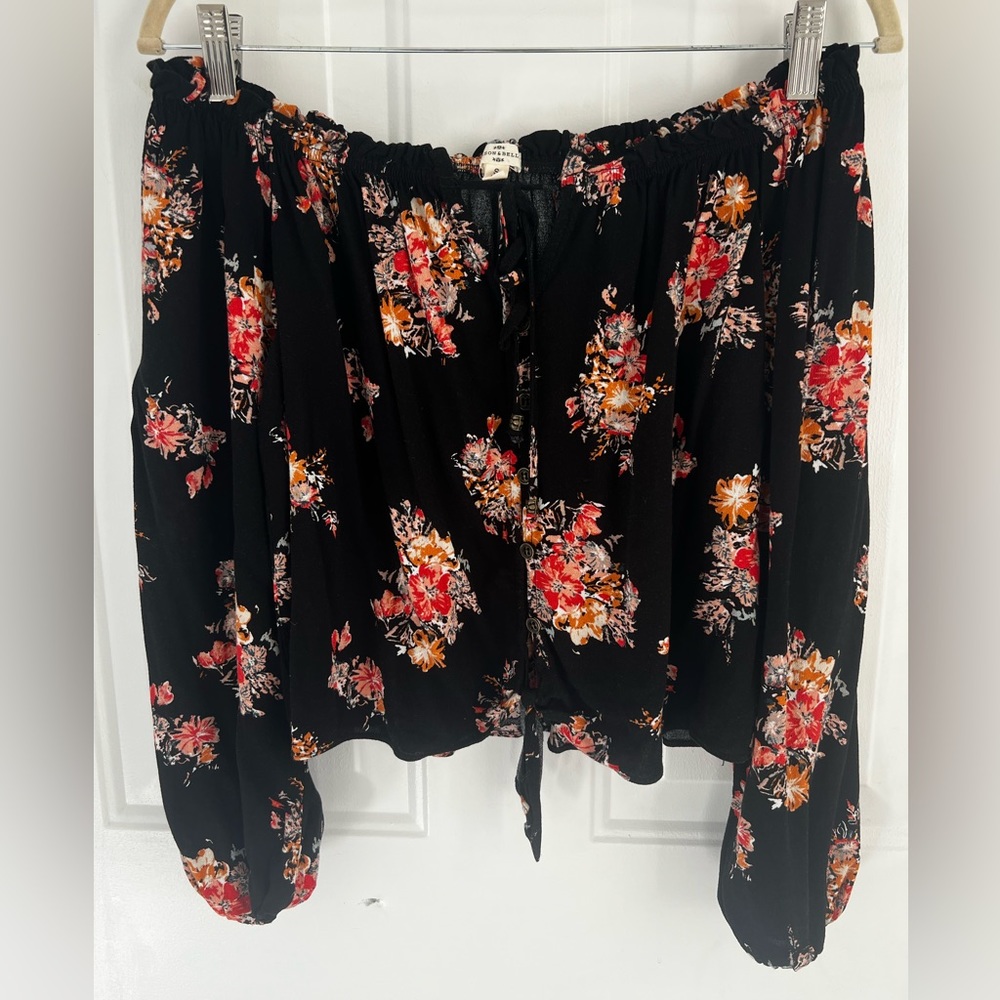 The Mason & Belle Kolleen Off the Shoulder Tie Front Top